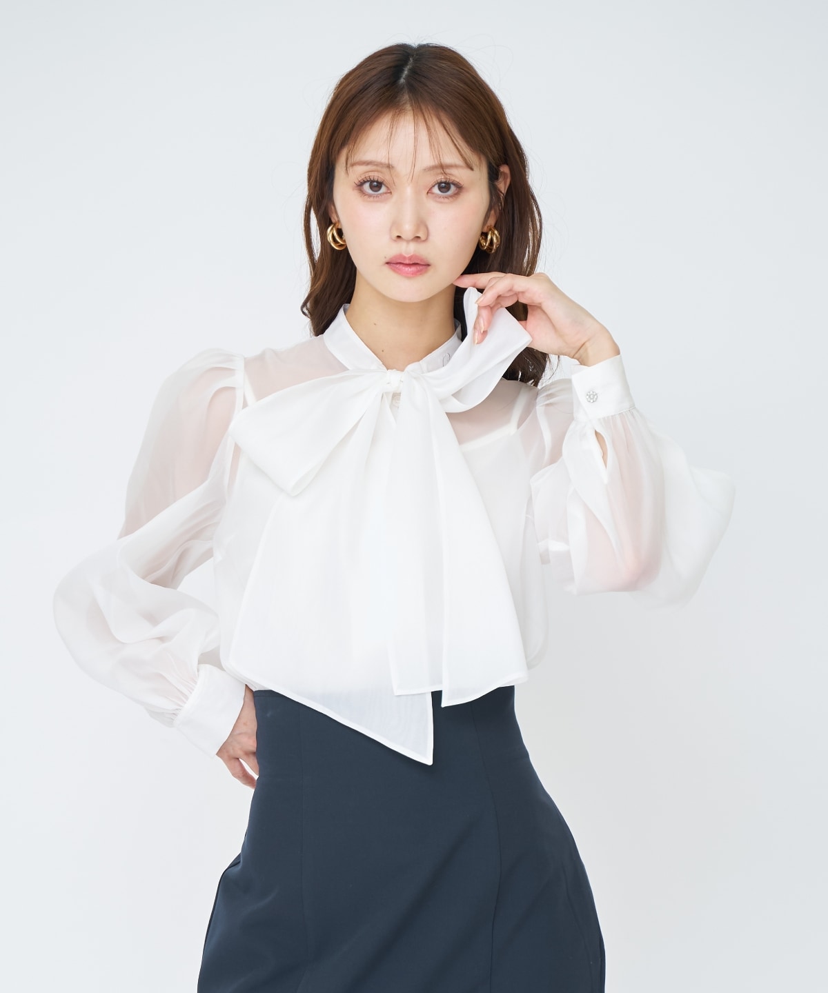 【先行予約受付中】シアーボウタイブラウス