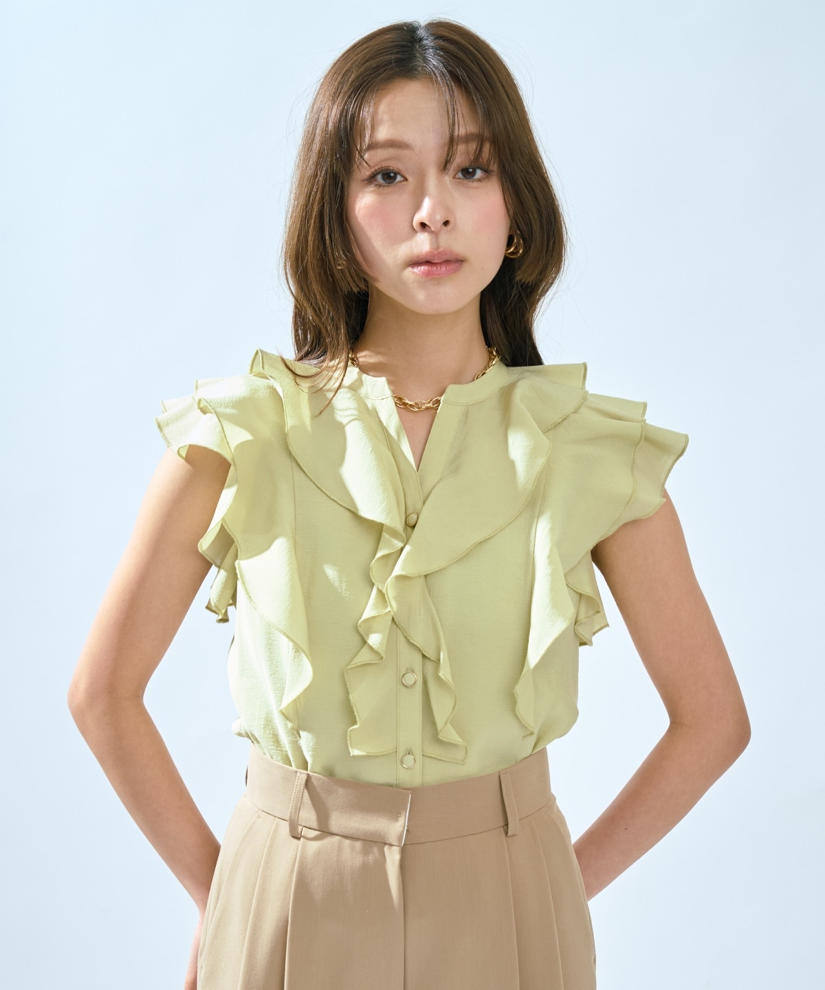 【先行予約受付中】フレンチスリーブラッフルブラウス