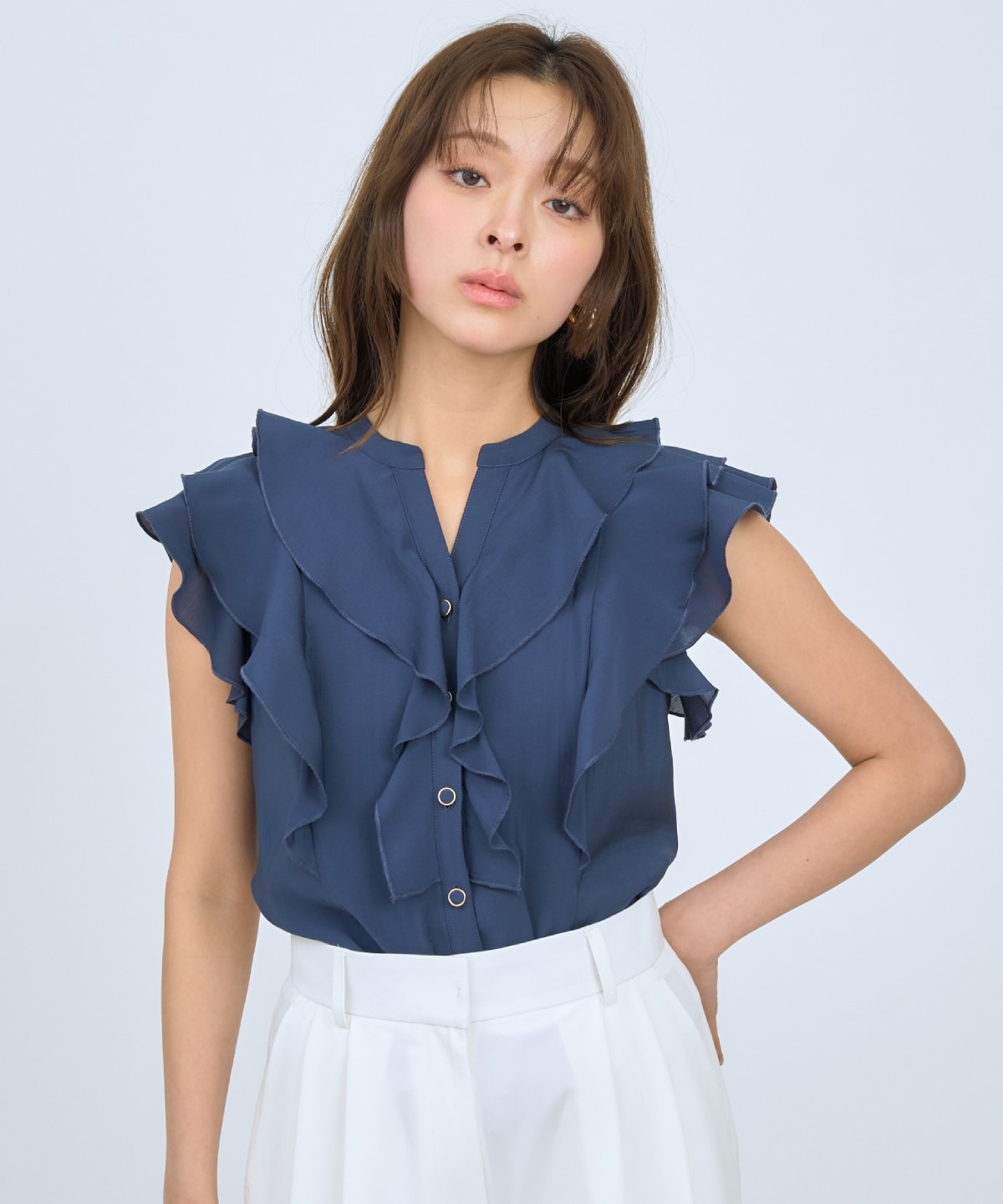【先行予約受付中】フレンチスリーブラッフルブラウス