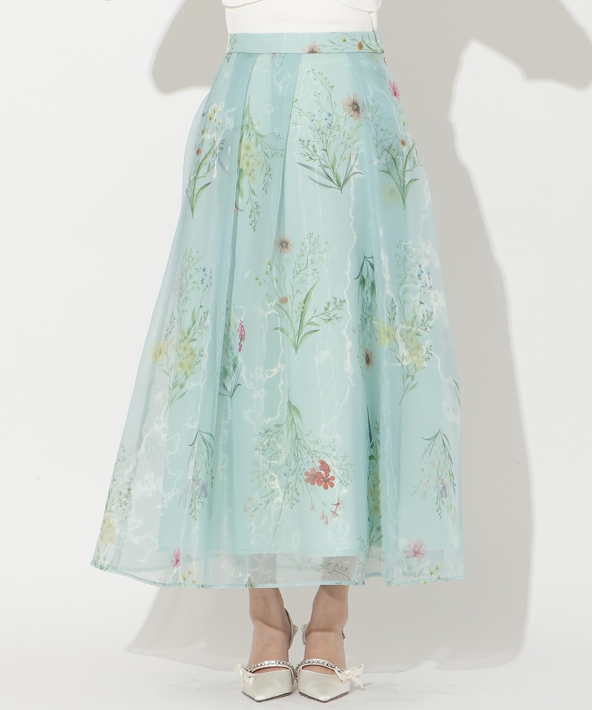 【先行予約受付中】フラワーオーガンジーフレアスカート