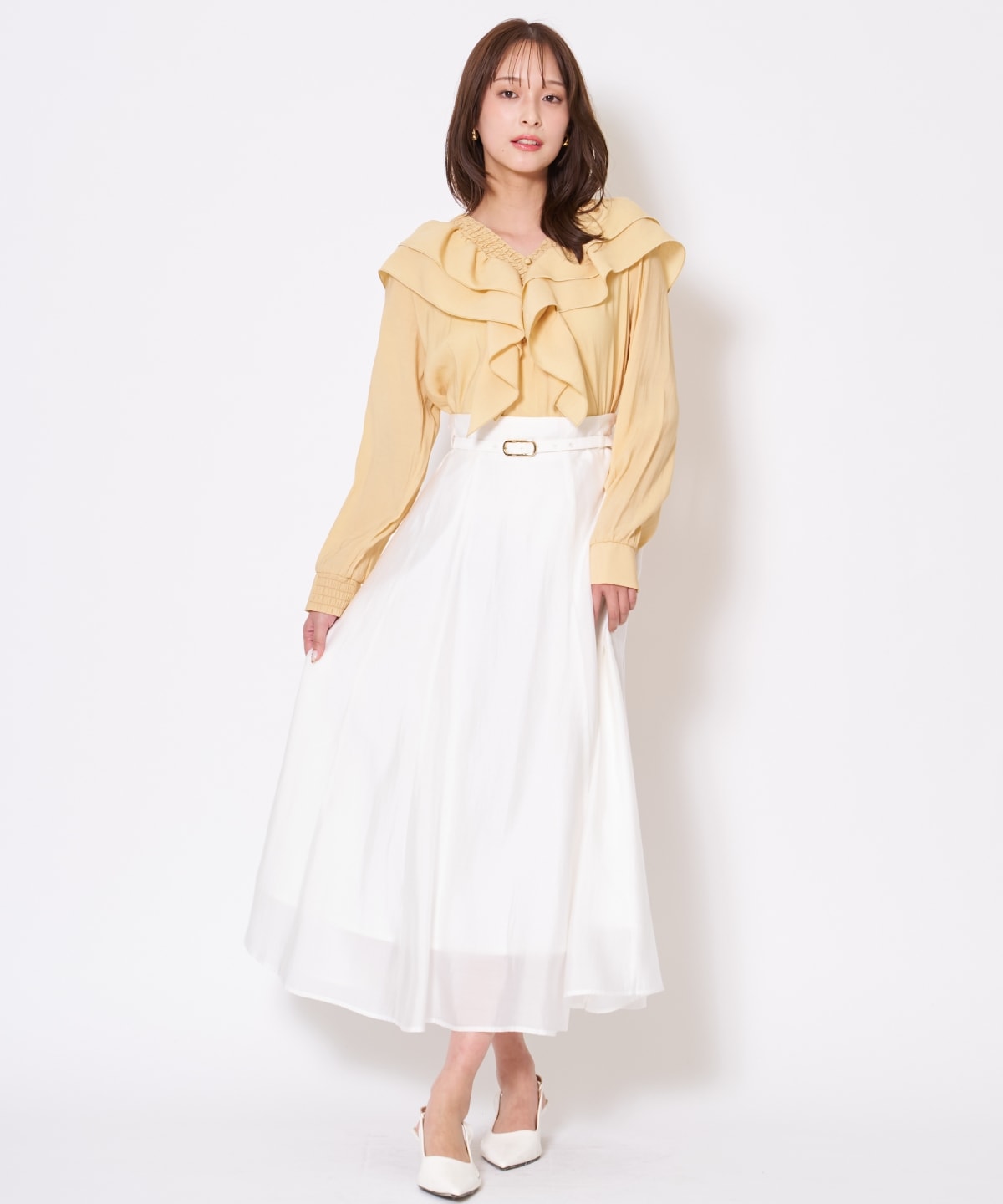 【先行予約受付中】ベルト付きシアーフレアスカート