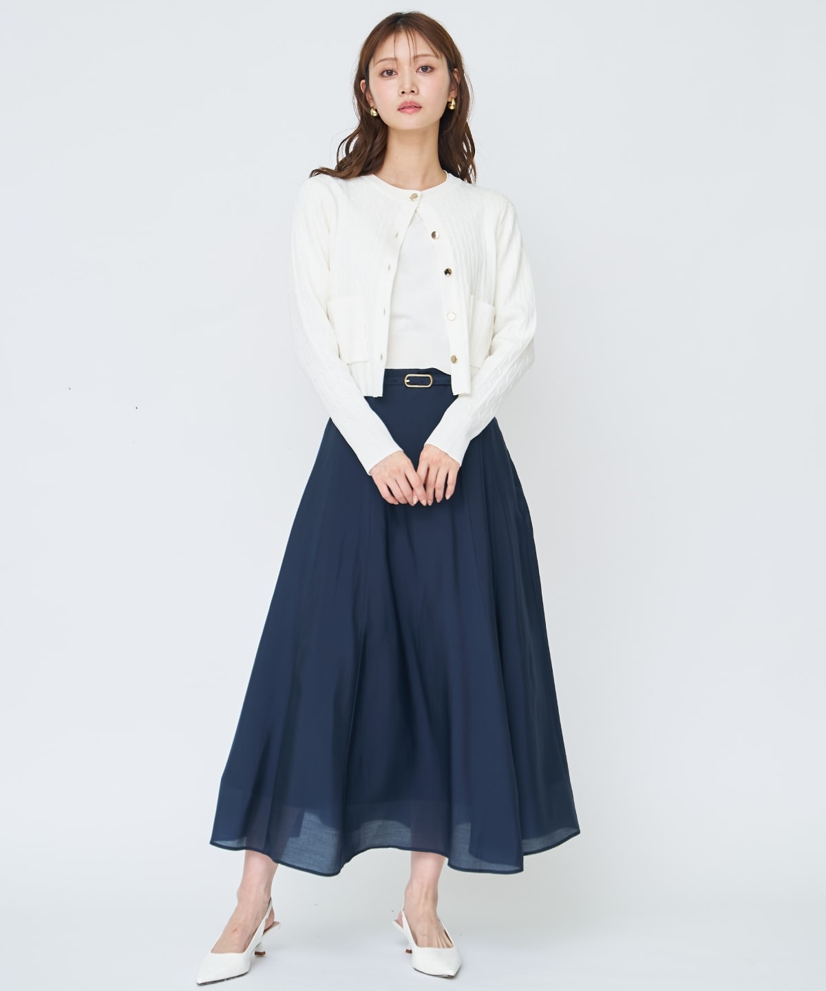 【先行予約受付中】ベルト付きシアーフレアスカート