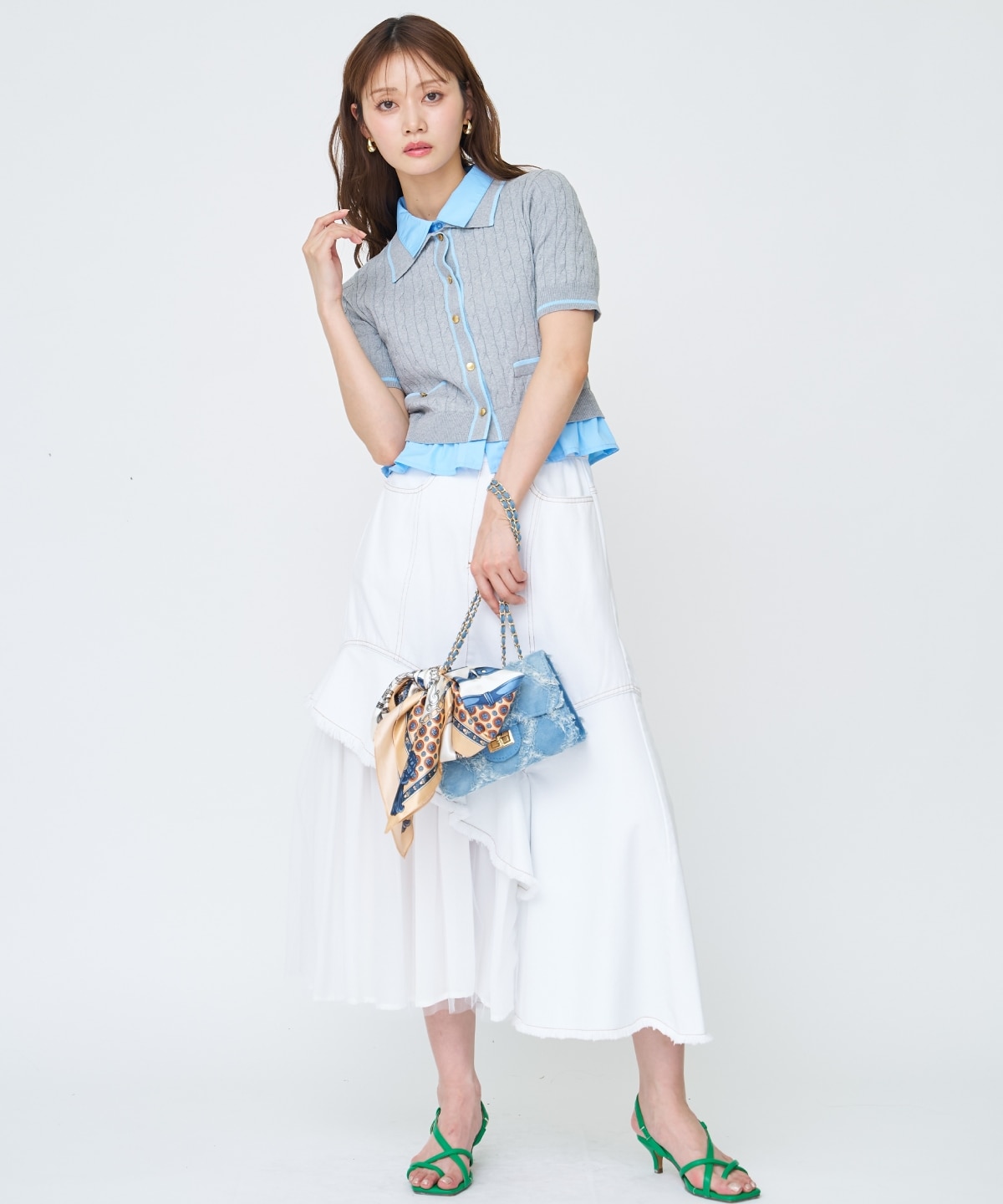 【先行予約受付中】チュール切替デニムスカート