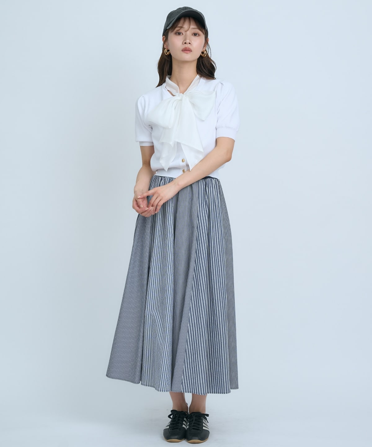 【先行予約受付中】サッカーストライプ柄組み合わせロングスカート