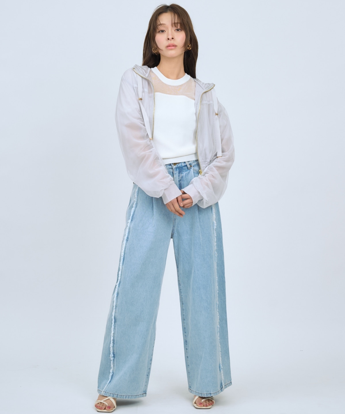 【先行予約受付中】フリンジラインワイドデニムパンツ