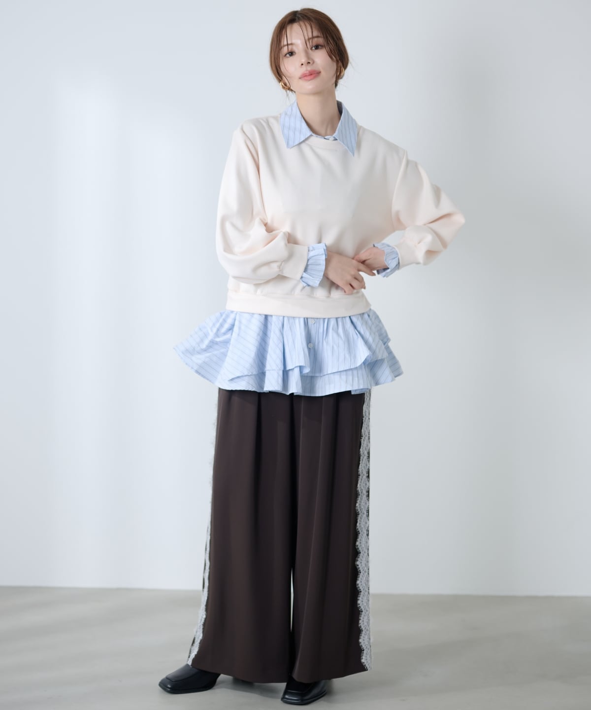 サイドレースラインワイドパンツ