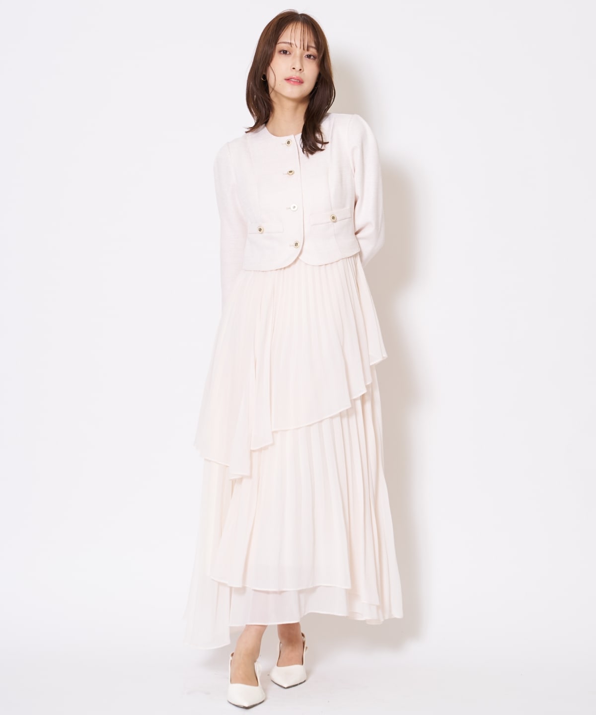 【先行予約受付中】ツイードジャケットドッキングワンピース