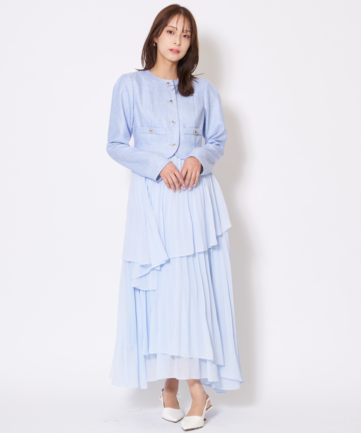 【先行予約受付中】ツイードジャケットドッキングワンピース