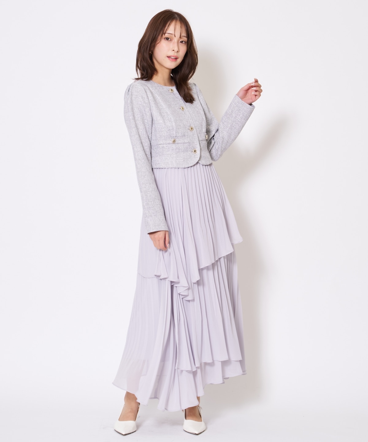 【先行予約受付中】ツイードジャケットドッキングワンピース