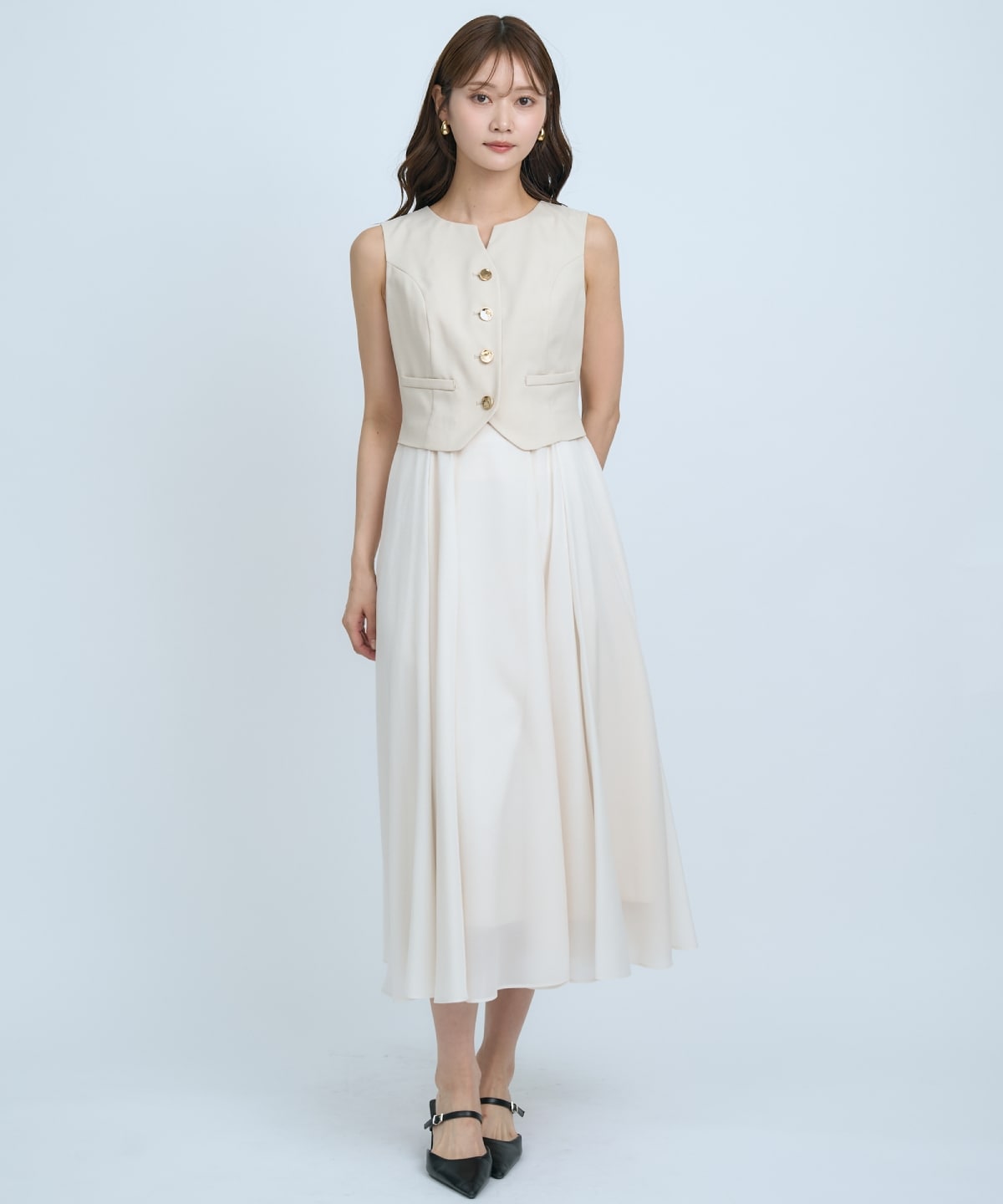 ショートジレレイヤードワンピース