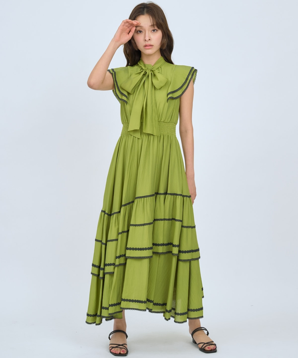 レーストリミングティアードワンピース