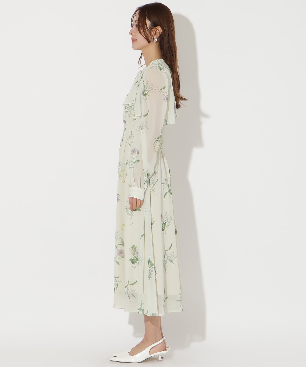 【先行予約受付中】フリルケープフラワープリントワンピース