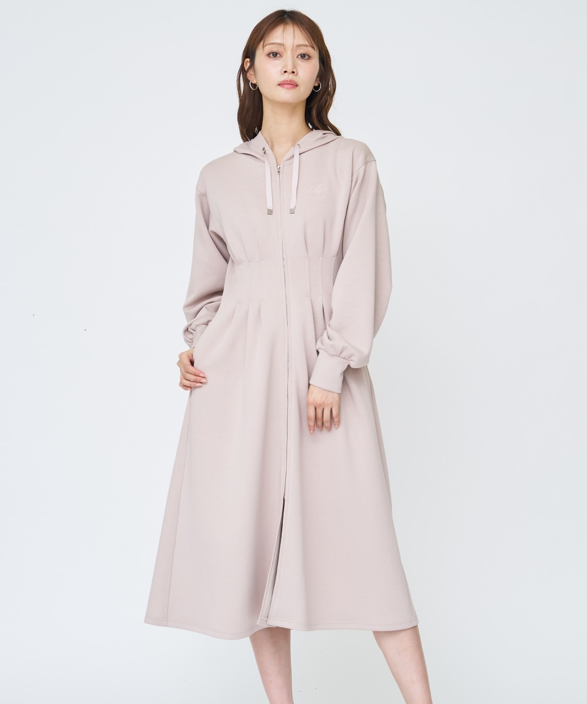 フード付きZIPワンピース
