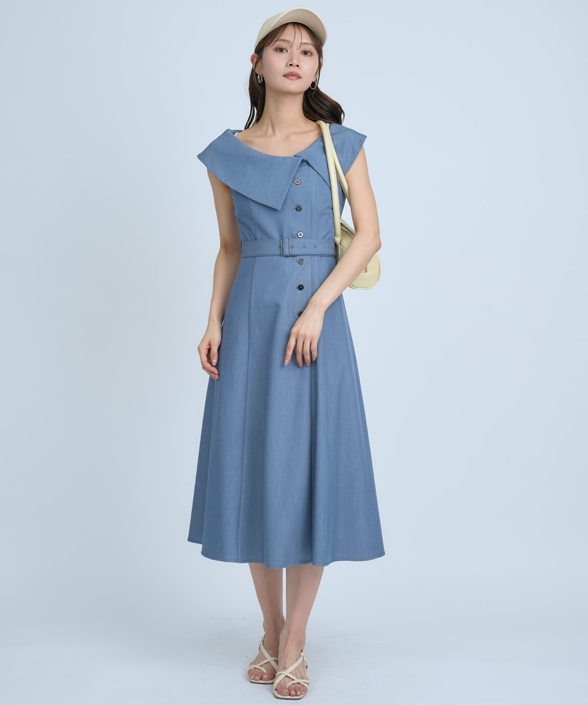 【先行予約受付中】アシメビックカラー前ボタンワンピース