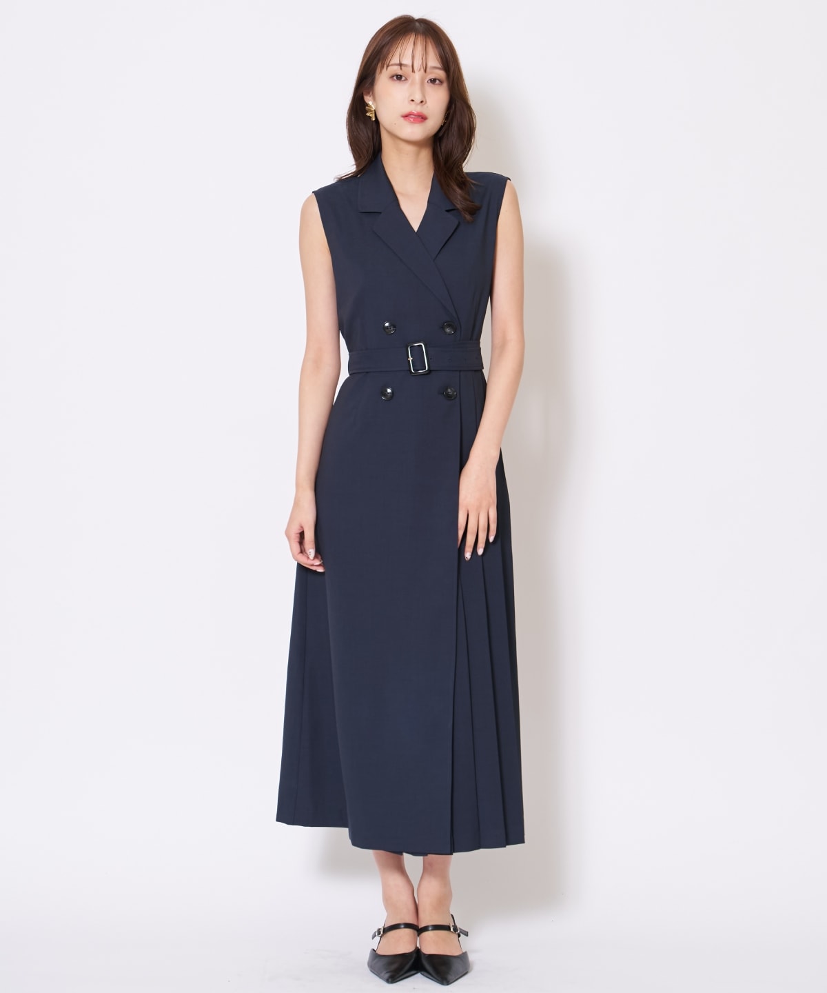 【先行予約受付中】アシメプリーツロングジレワンピース