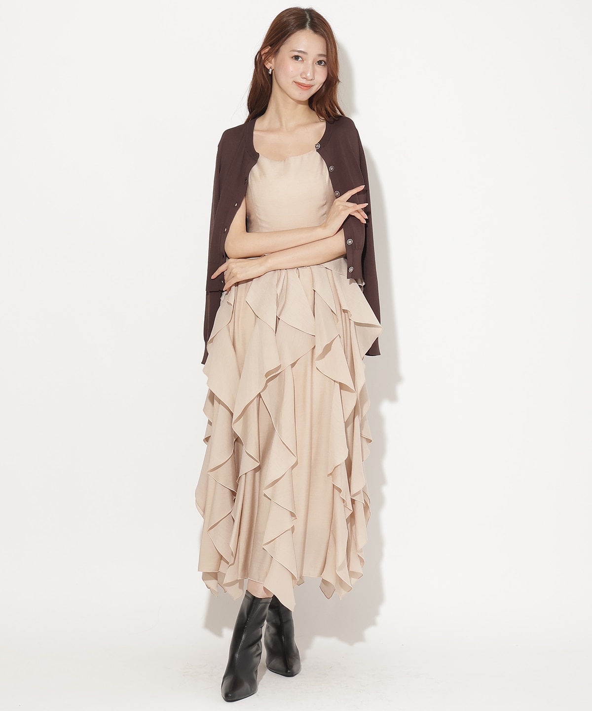 【8/7(金)20時発売】ボリュームラッフルフリルキャミワンピース