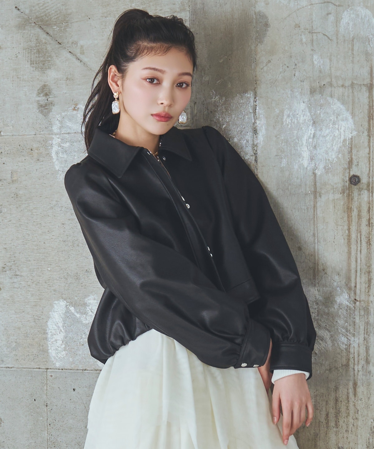 【先行予約受付中】フェイクレザーブルゾン