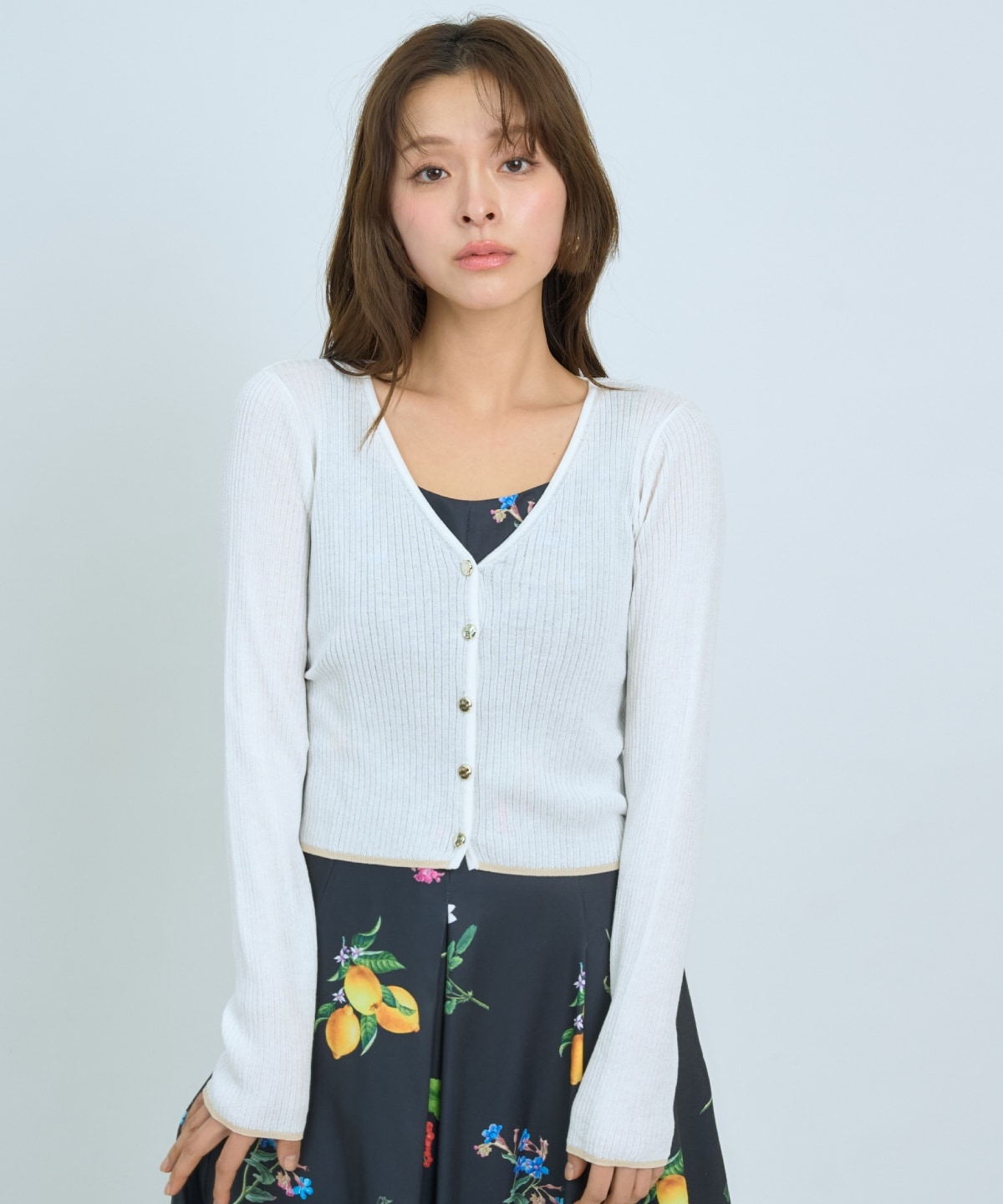 【5/14(木)一部店舗先行発売】シアーリブクロップドニットカーディガン