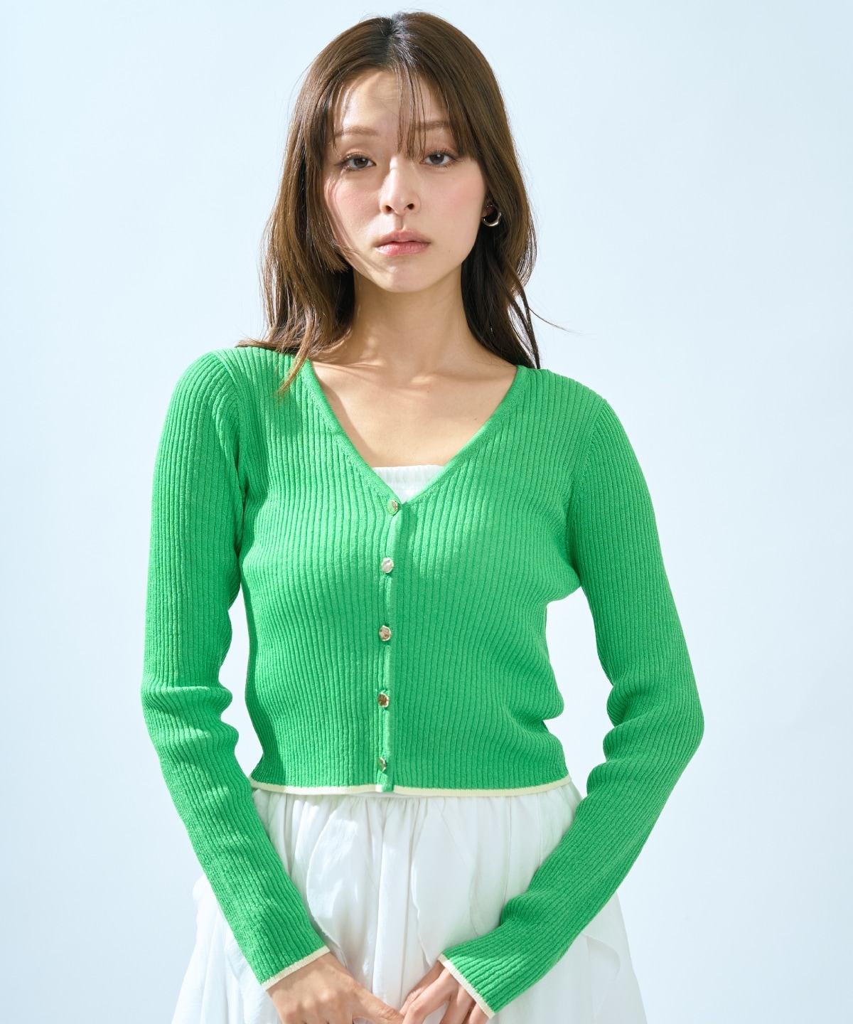 【5/14(木)一部店舗先行発売】シアーリブクロップドニットカーディガン