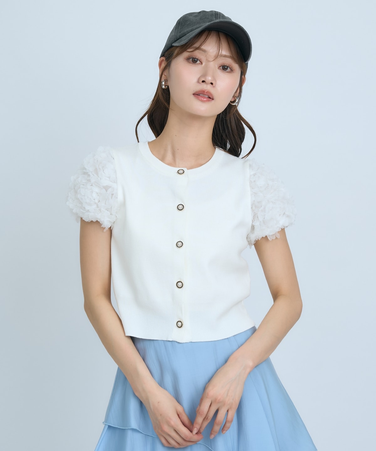 フラワーチュールスリーブカーディガン