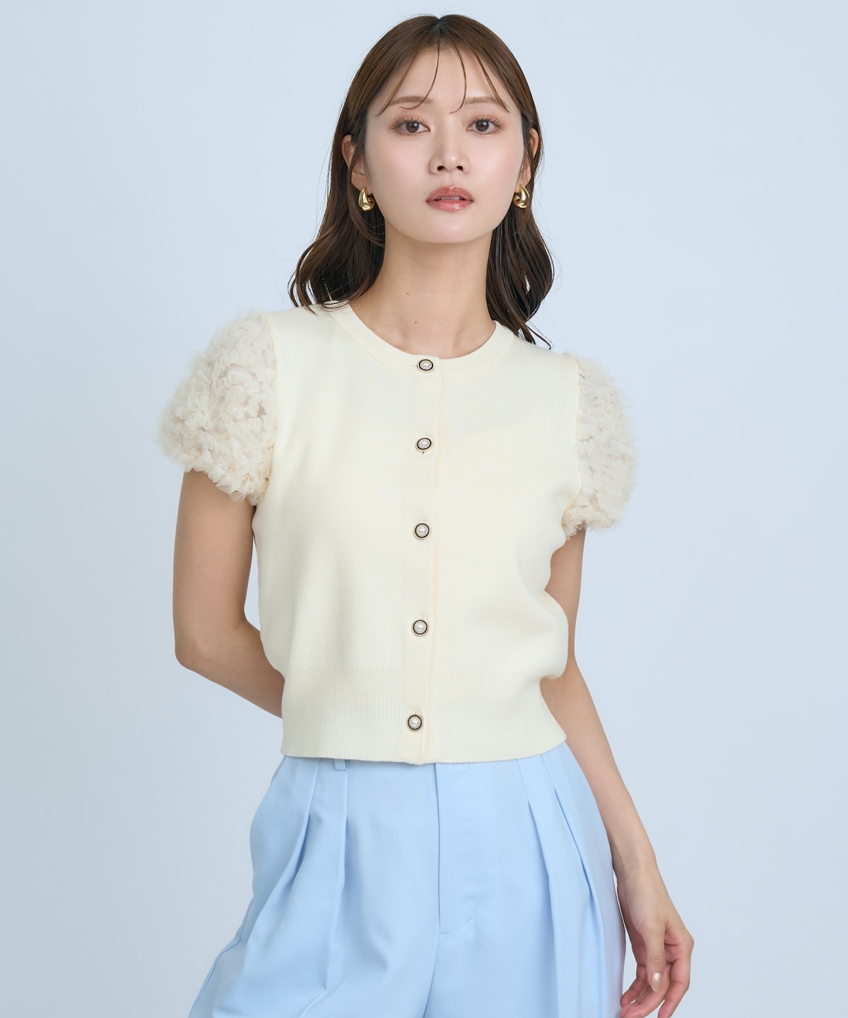 フラワーチュールスリーブカーディガン