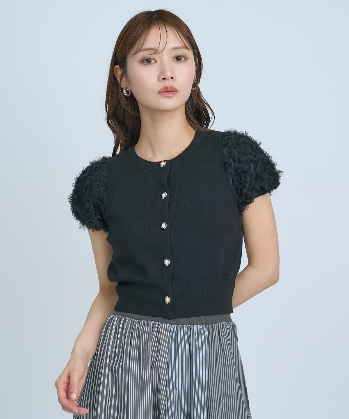 フラワーチュールスリーブカーディガン