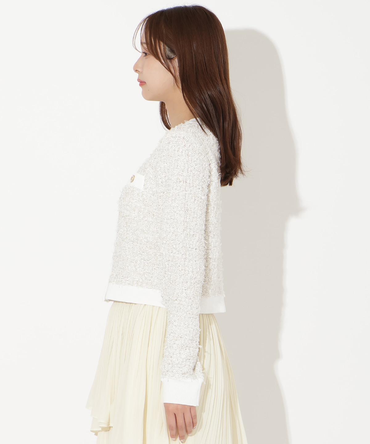 【先行予約受付中】ラメ入りツイード調ニットカーディガン