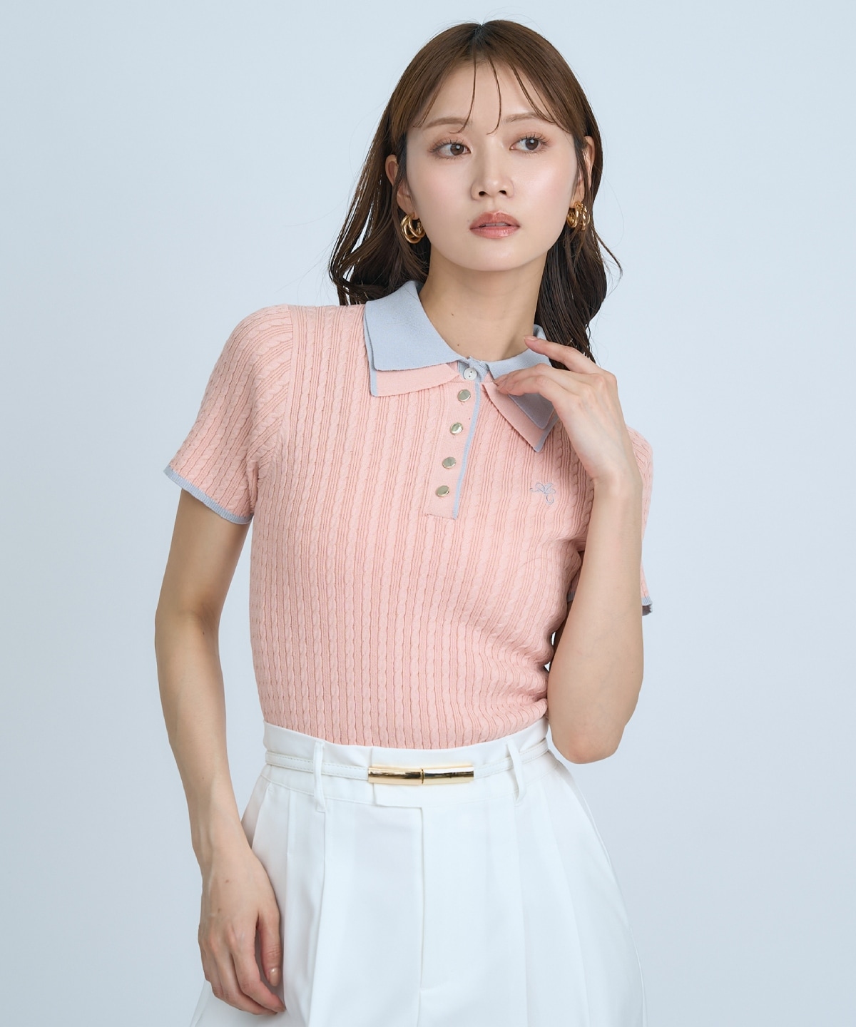 【先行予約受付中】ダブルカラーケーブルポロニット