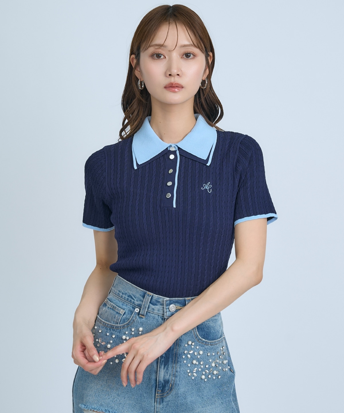 【先行予約受付中】ダブルカラーケーブルポロニット