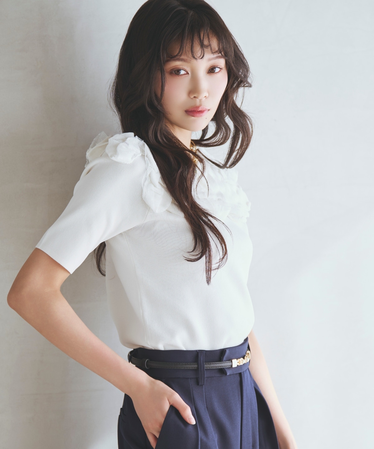 【先行予約受付中】フリルボートネックニットプルオーバー