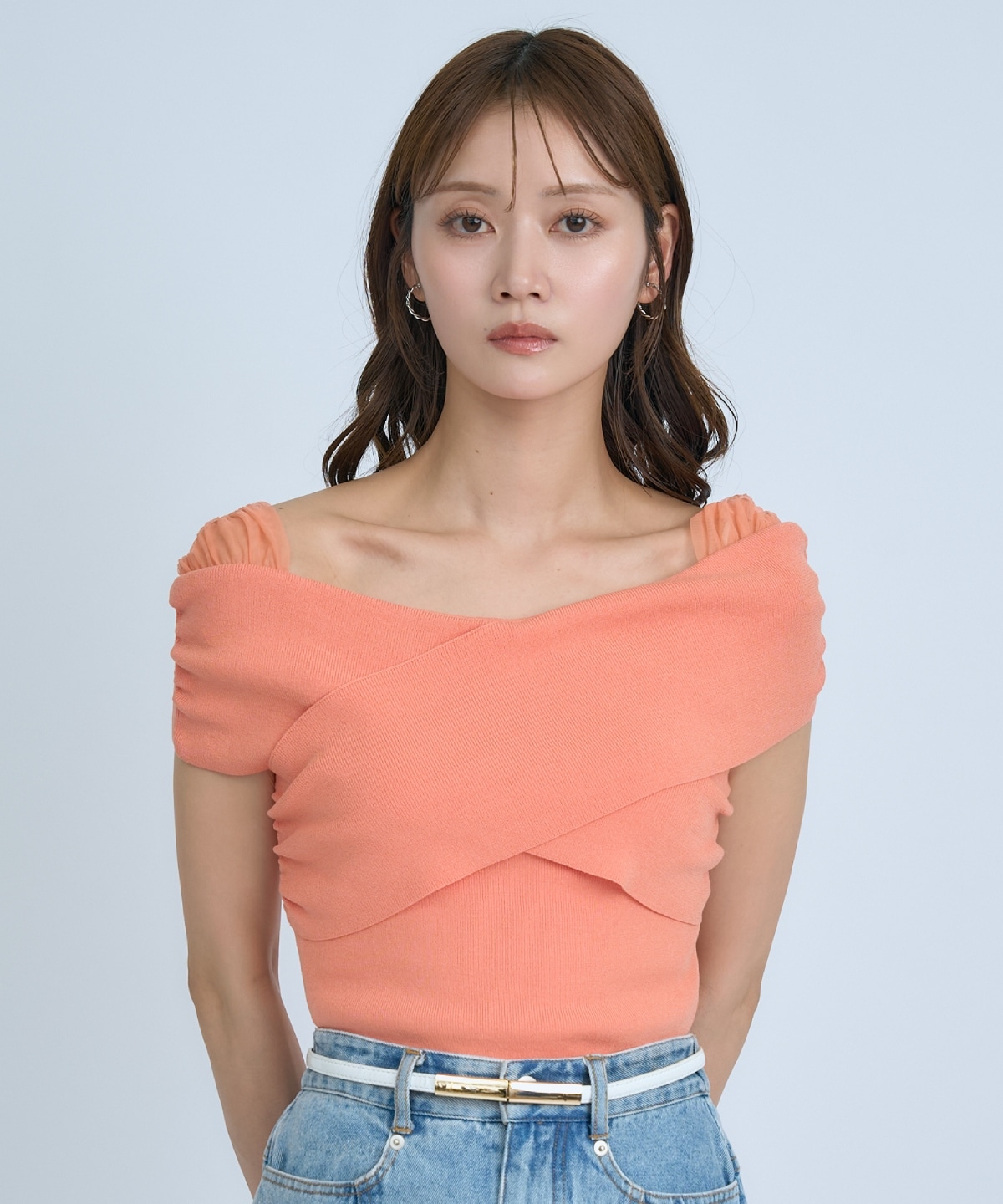 【先行予約受付中】クロスネックオフショルニットプルオーバー