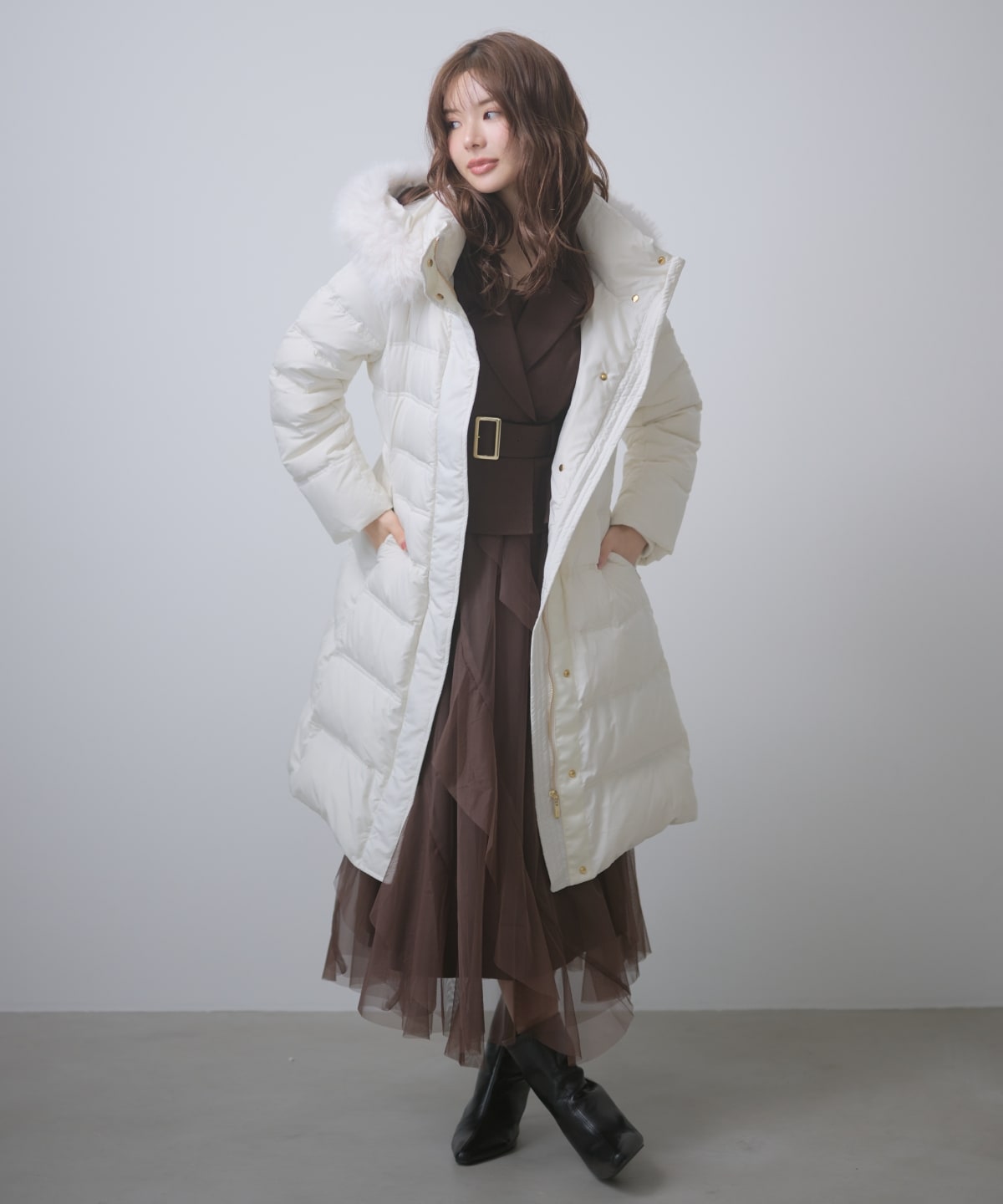 【9/10(木)10時 先行予約スタート】ベルト付きロングダウンコート