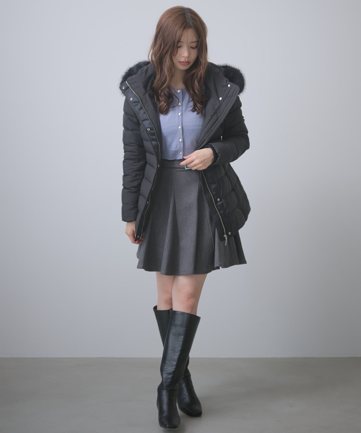 【9/10(木)10時 先行予約スタート】ベルト付きミドルダウンコート