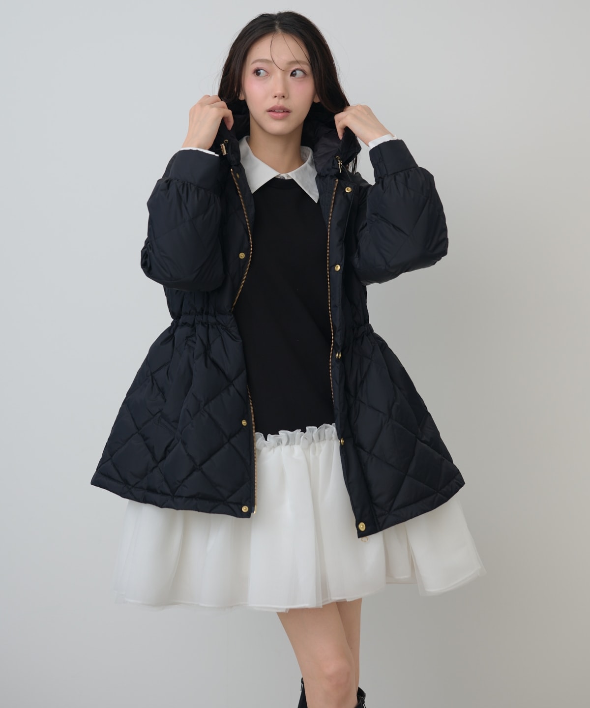 【TAION×AND COUTURE】ウエストドロストミドルダウンジャケット