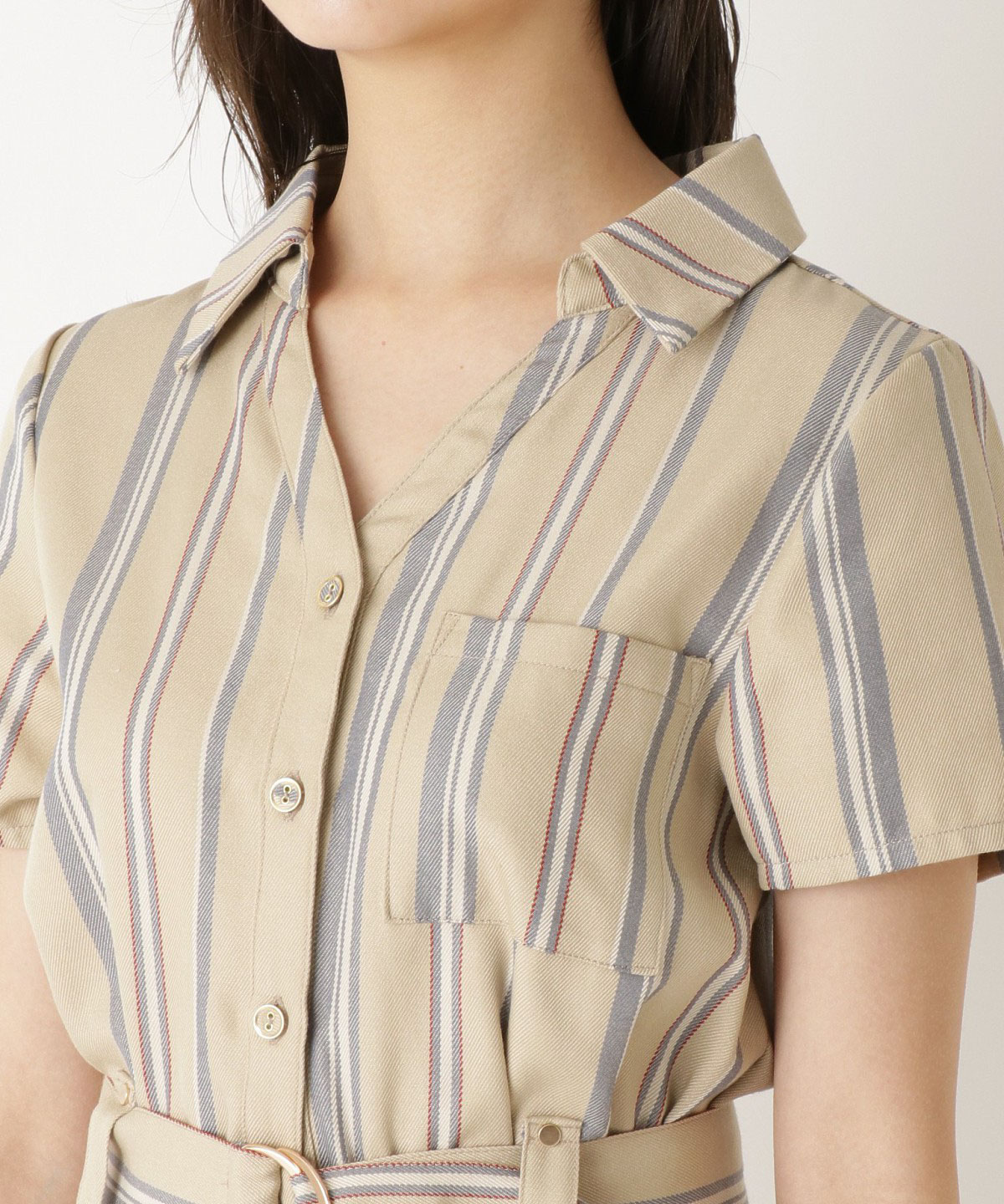 オリジナルストライプシャツワンピース S ベージュ Redyazel 公式オンラインショップ バーンデストローズ