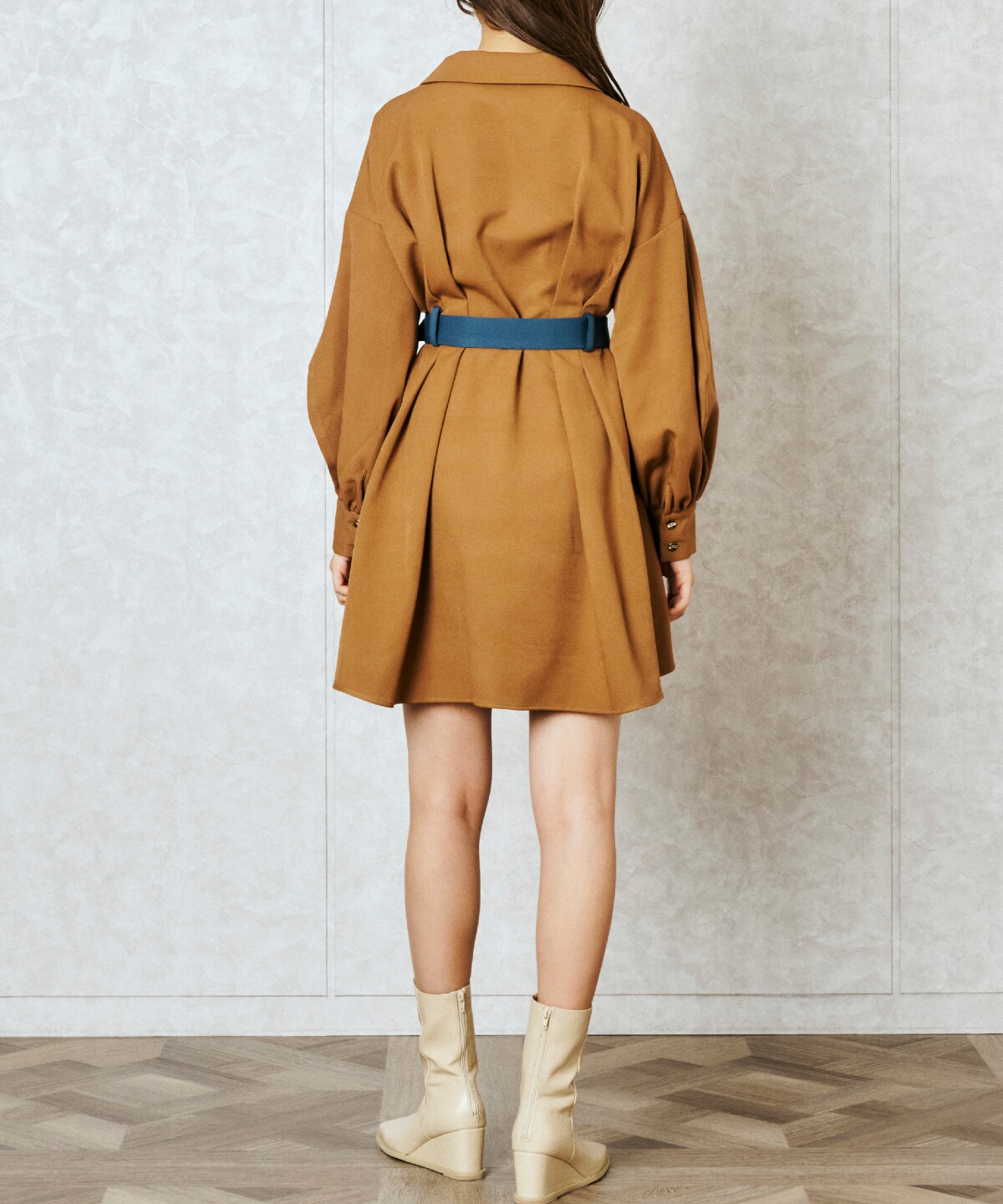 無地ダブルミニシャツワンピース S キャメル Redyazel 公式オンラインショップ バーンデストローズ