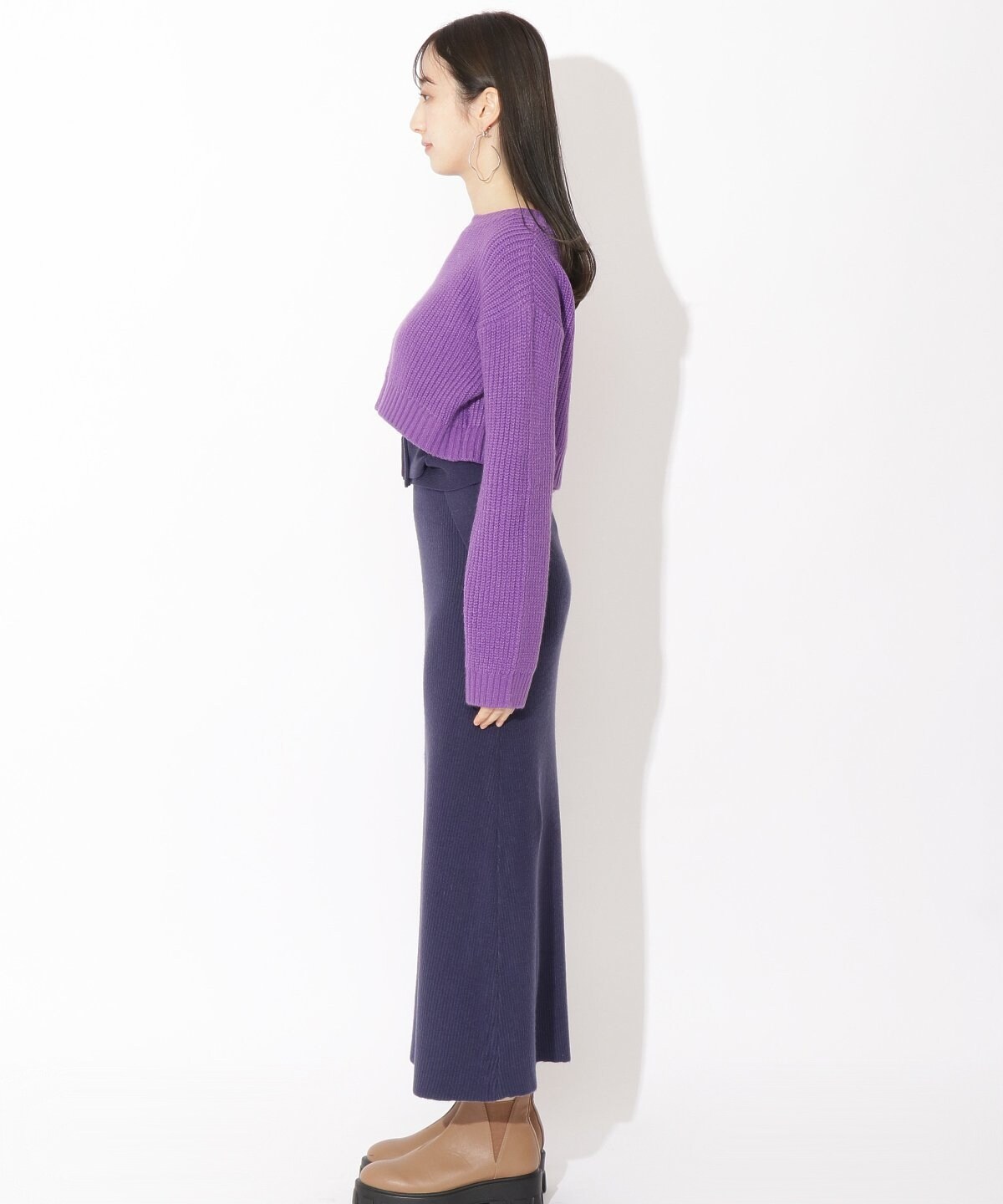 ニットレイヤードワンピース F パープル Redyazel 公式オンラインショップ バーンデストローズ