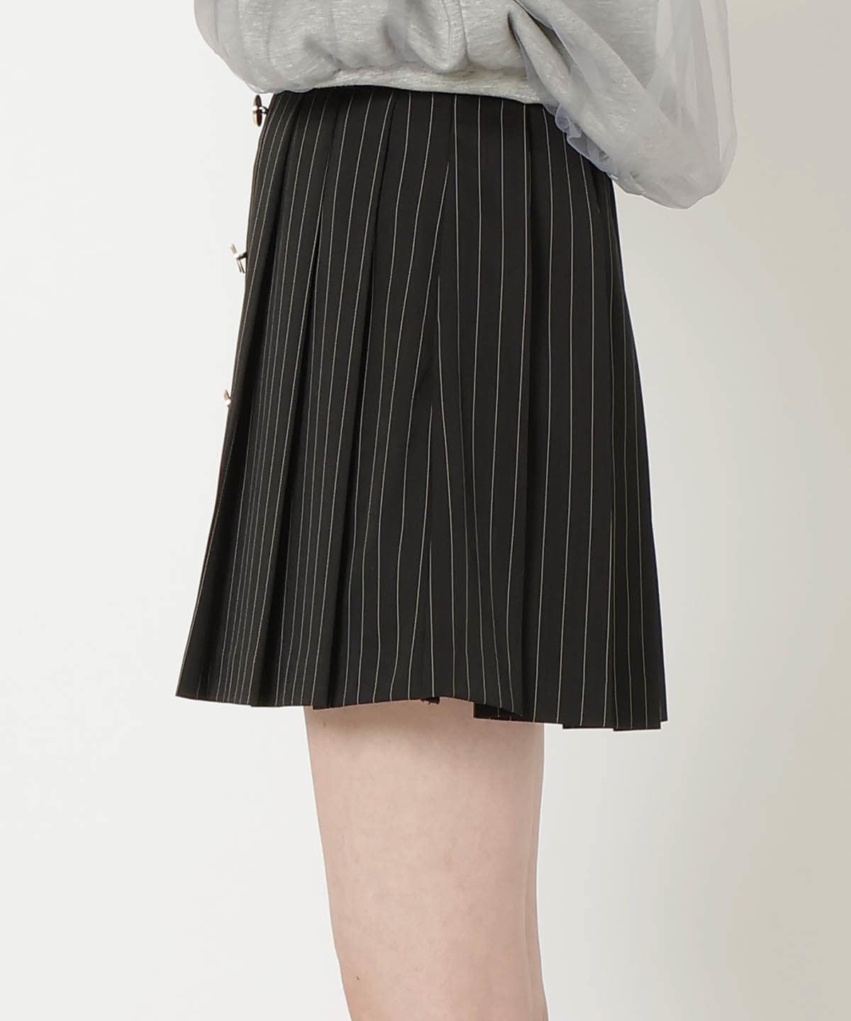 フロントボタンプリーツミニスカート
