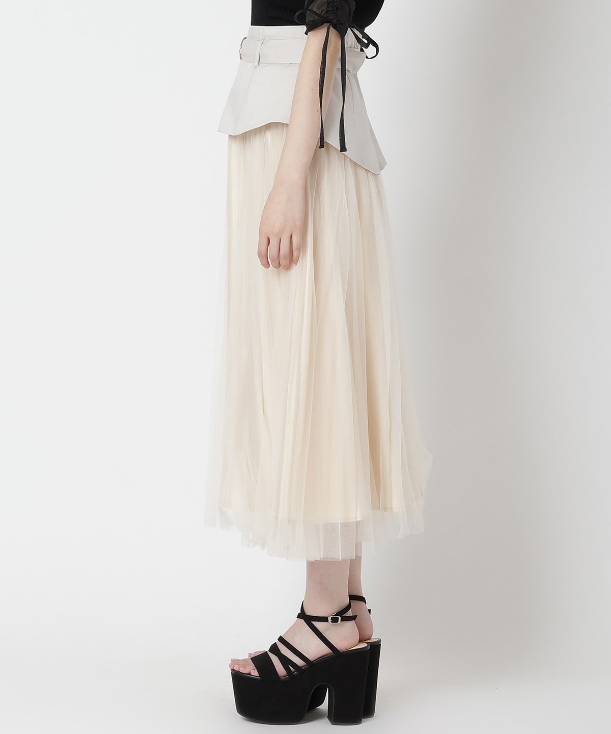 切り替えプリーツスカート