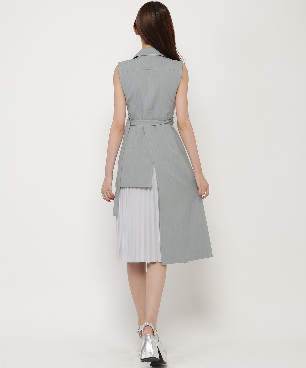 ノースリーブサイドプリーツワンピース