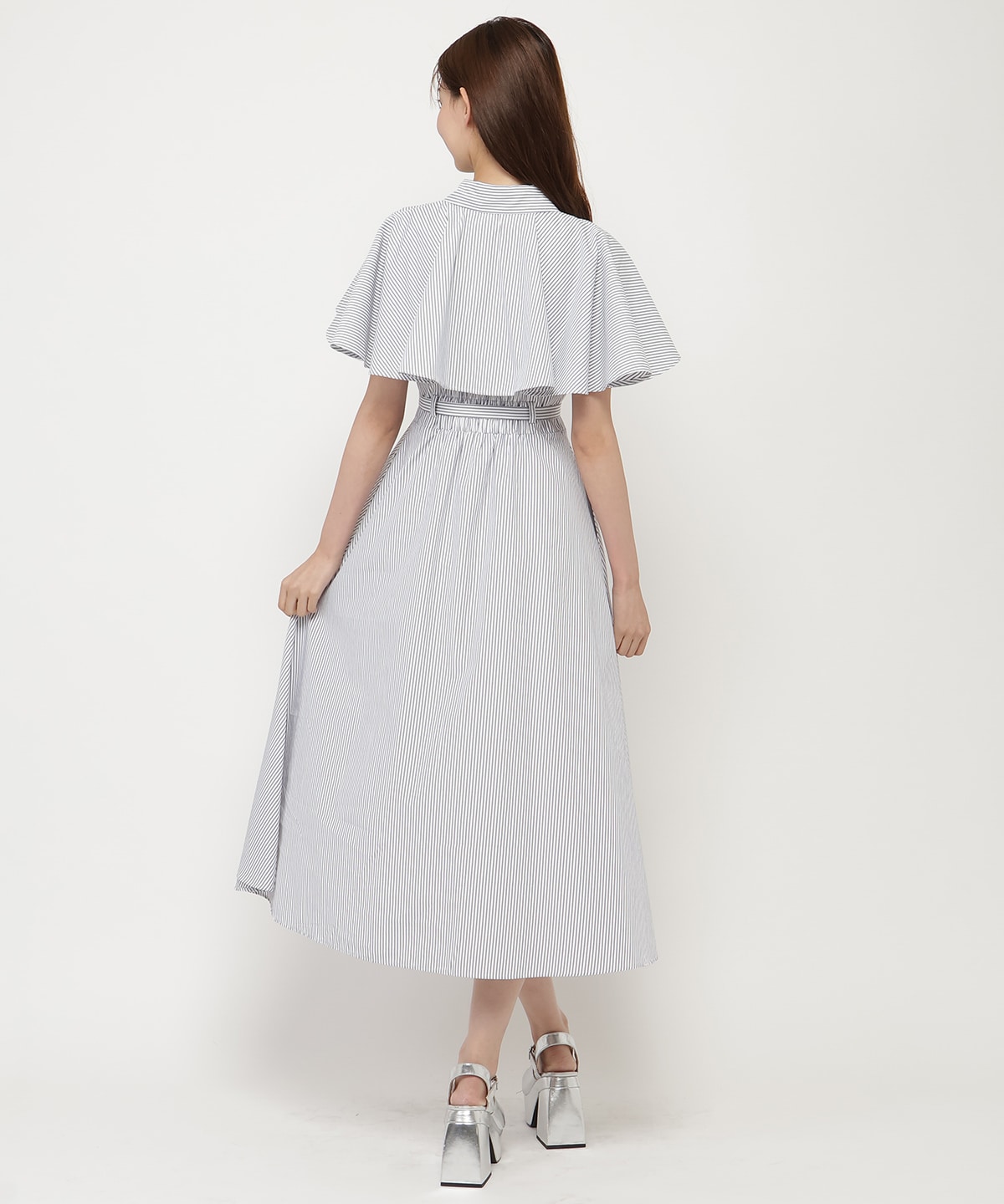 ケープフレアストライプワンピース