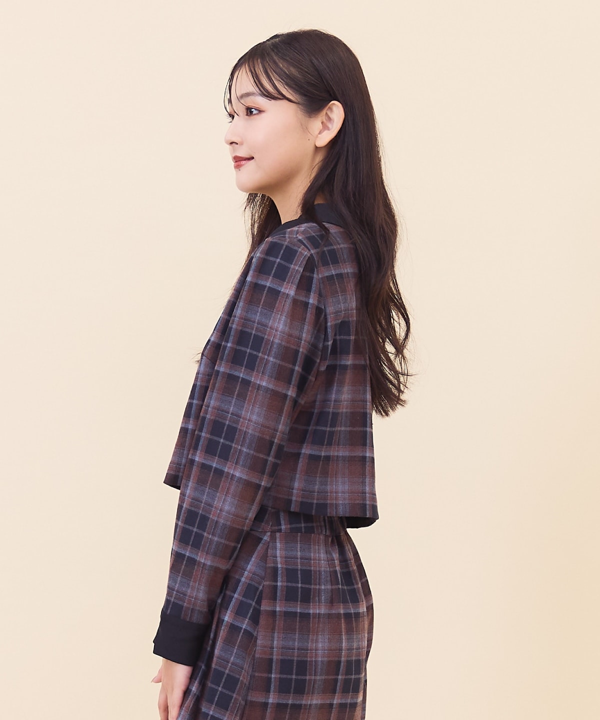 【セットアップ可能】ネクタイチェックトップス