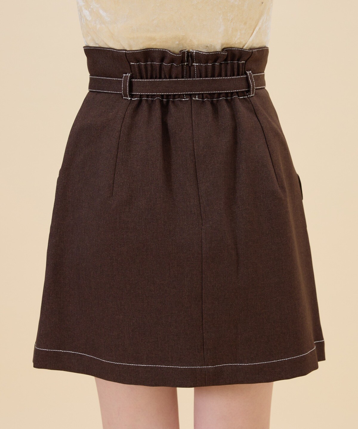 【セットアップ可能】ベルティッドウーリッシュミニスカート