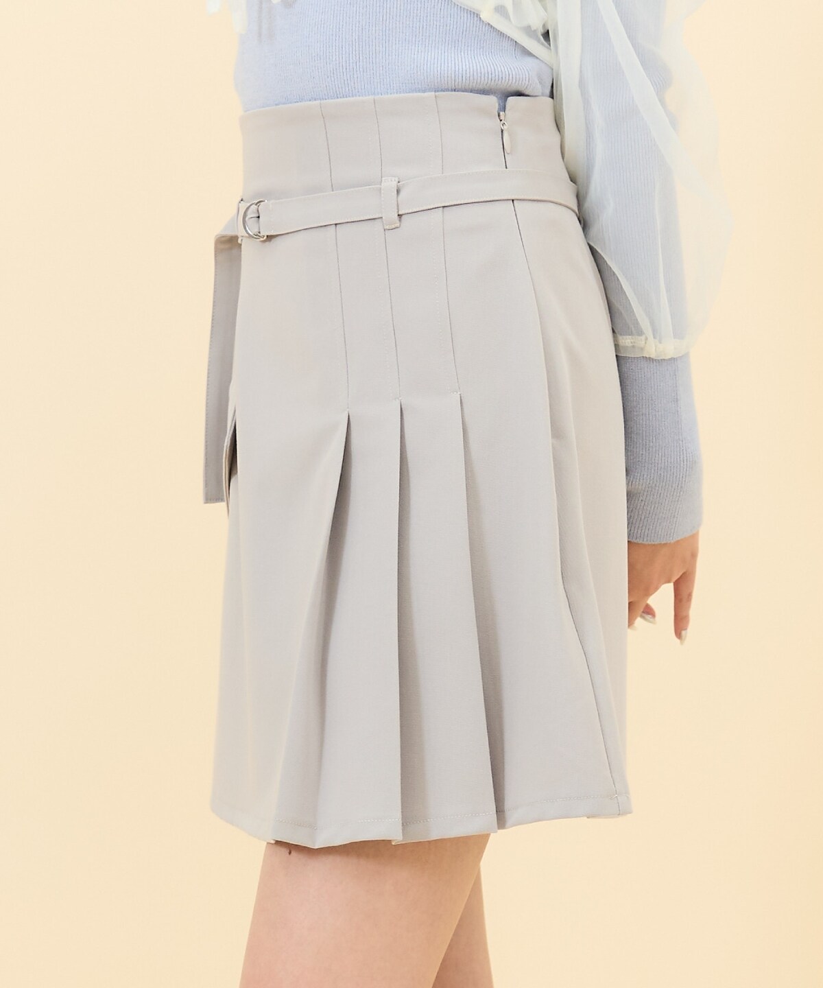 ハイウエストアシメプリーツミニスカート