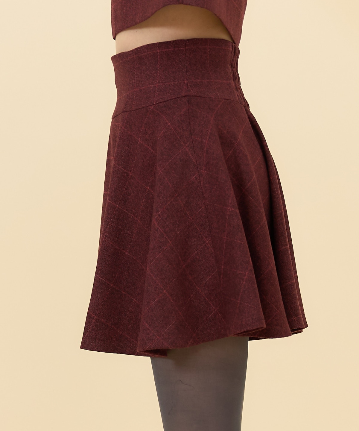 【セットアップ可能】チェックフレアミニスカート