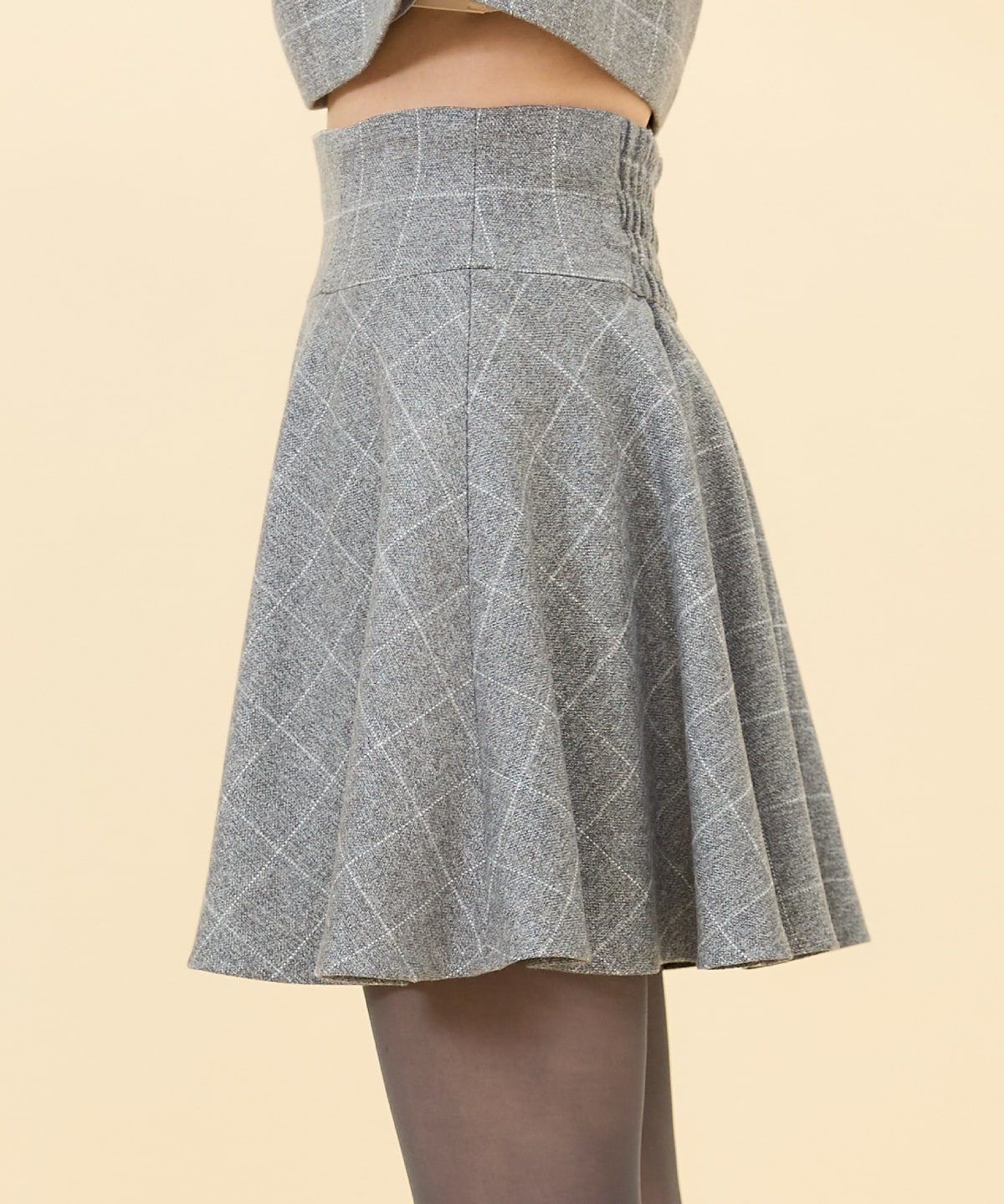 【セットアップ可能】チェックフレアミニスカート