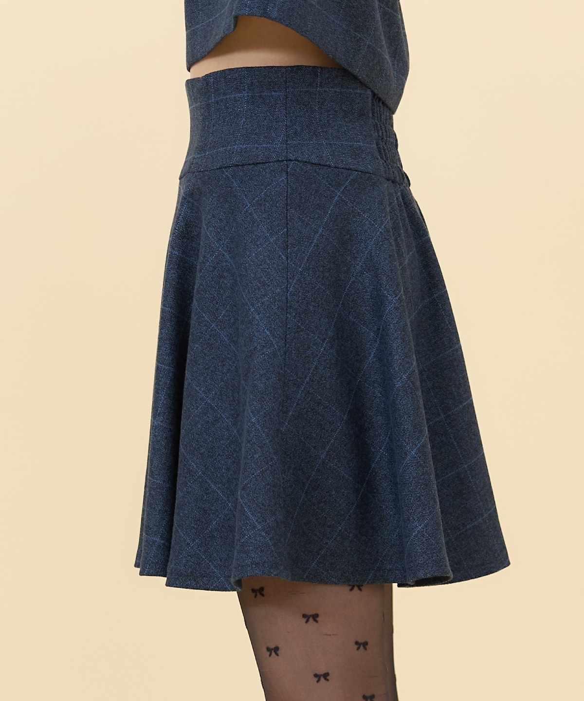 【セットアップ可能】チェックフレアミニスカート