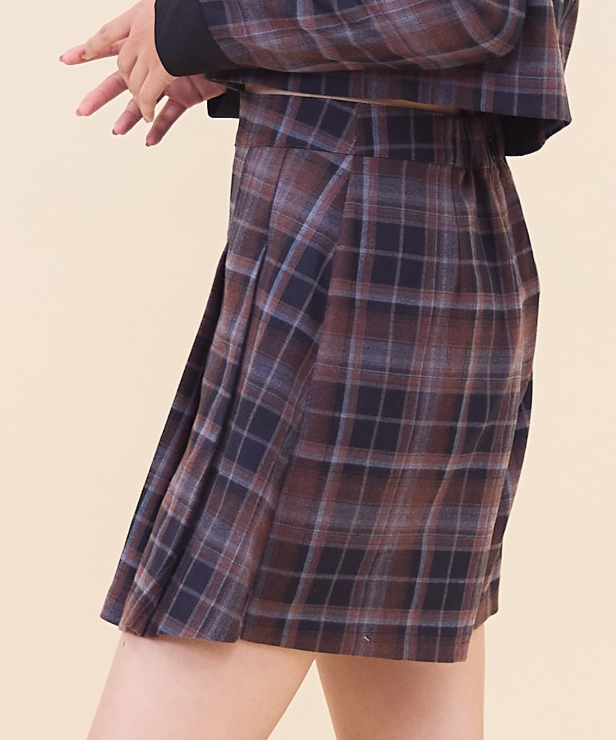 【セットアップ可能】チェックプリーツスカショーパン