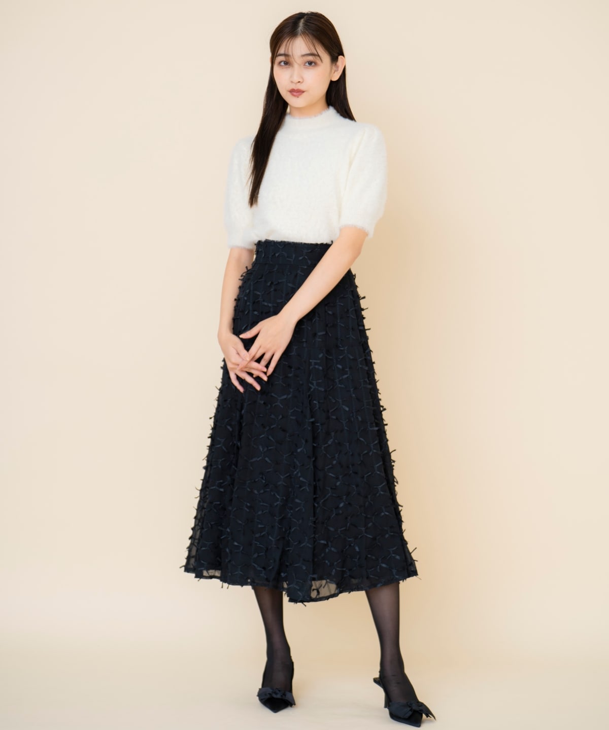 リボンモチーフフレアスカート