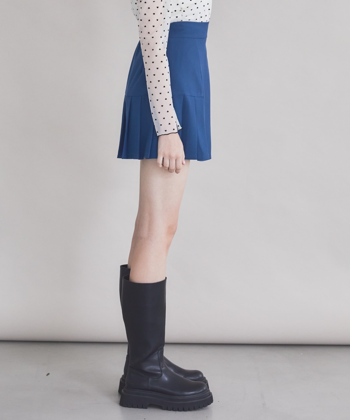 【セットアップ可能】サイドプリーツミニスカート